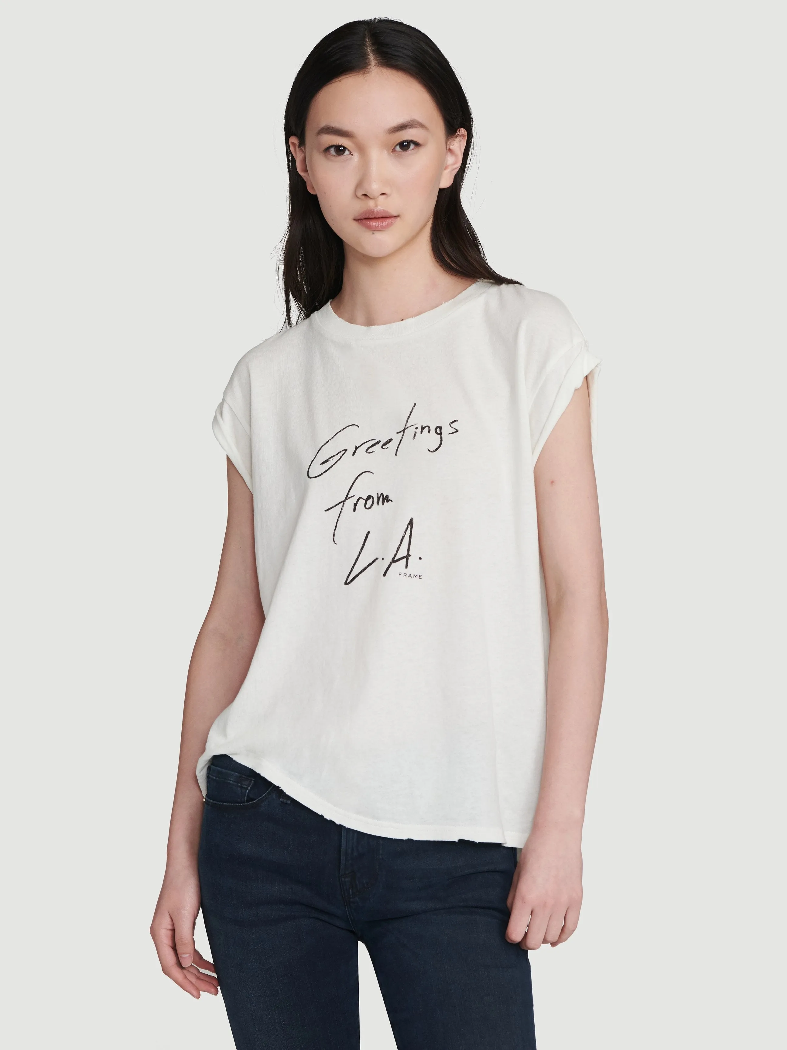 Slouchy Rolled Tee -- Vintage Blanc