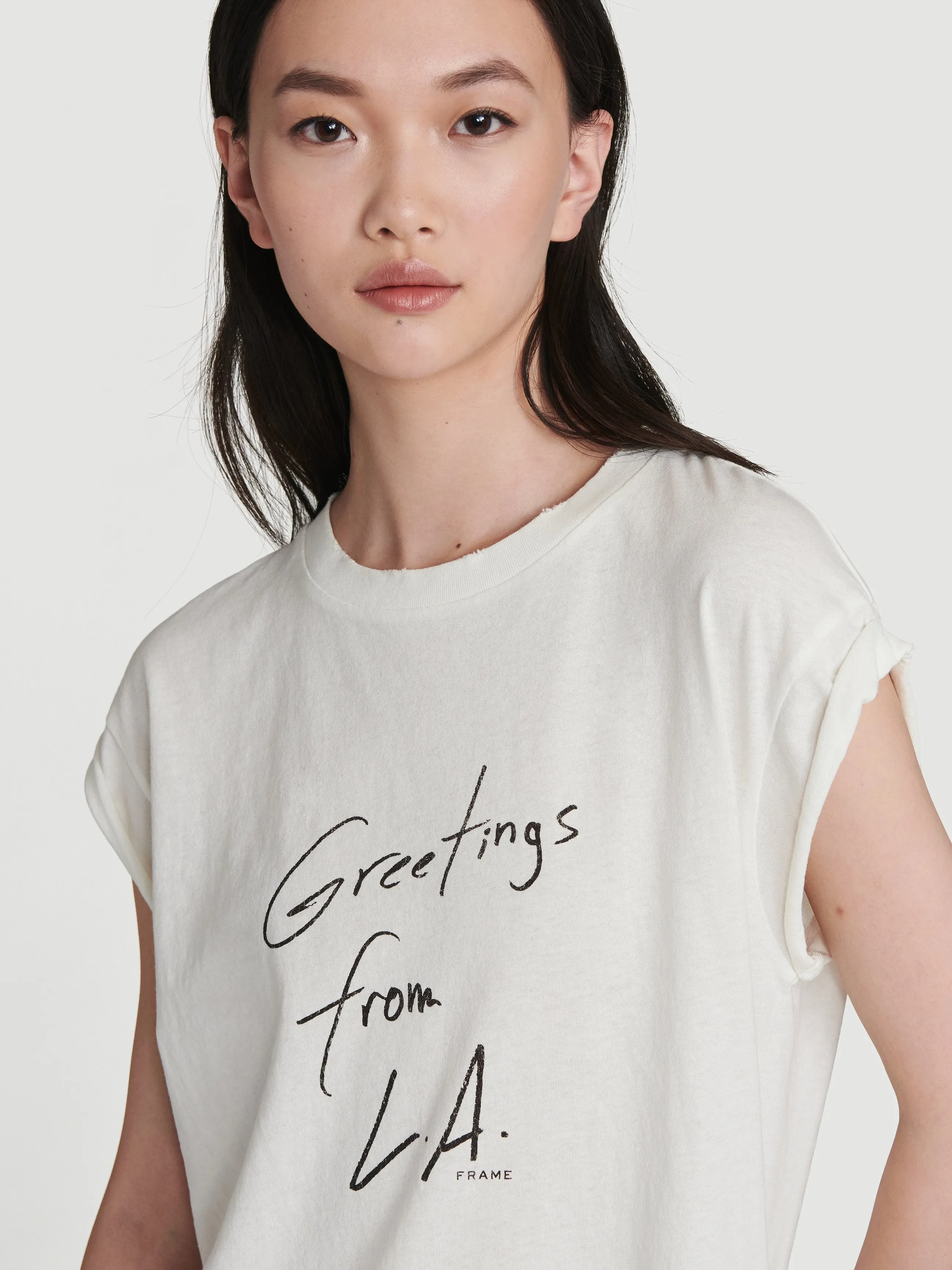 Slouchy Rolled Tee -- Vintage Blanc
