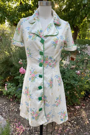 SOLD Vintage 60s Mod Mini Dress, 70s Floral Print Short Dress by Sears M