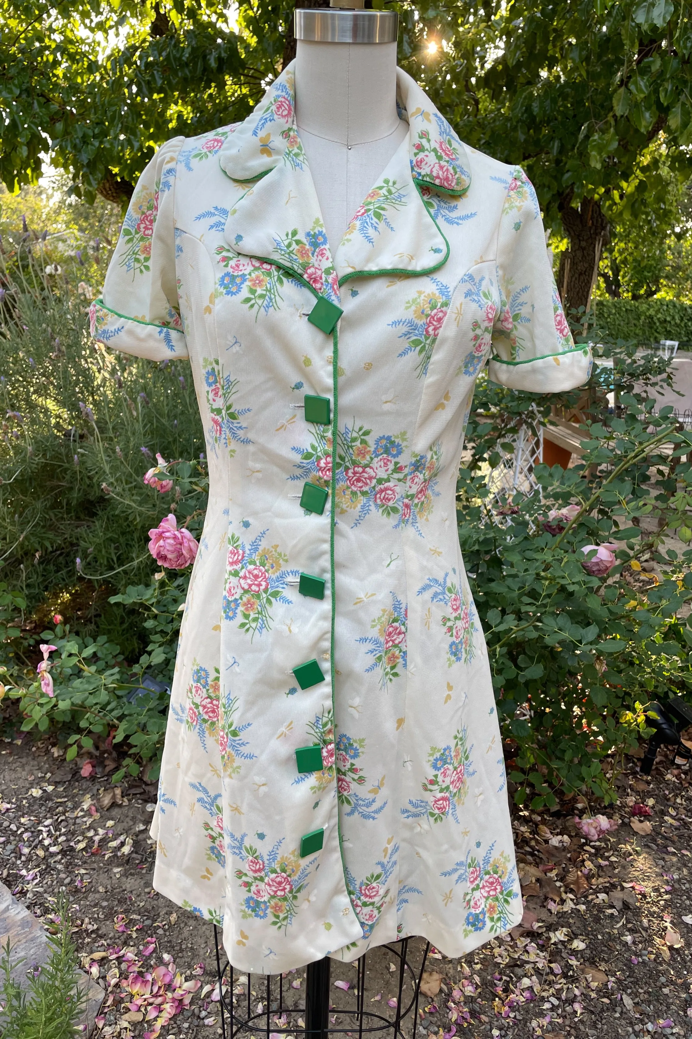 SOLD Vintage 60s Mod Mini Dress, 70s Floral Print Short Dress by Sears M