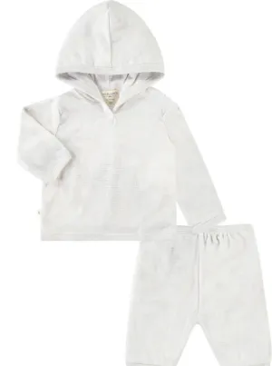 Stripe Rib Marble Hoodie & Pant Set - Marble Gray