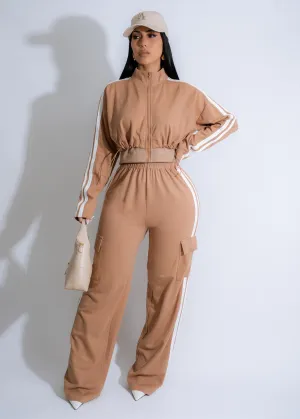 Urban Velocity Cargo Stripes Pant Set Nude