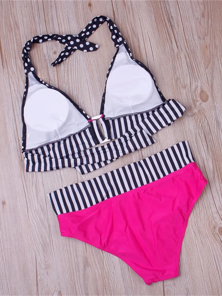 Verführerisches Push-Up-Bikini-Set mit Polka Dots und Bandage