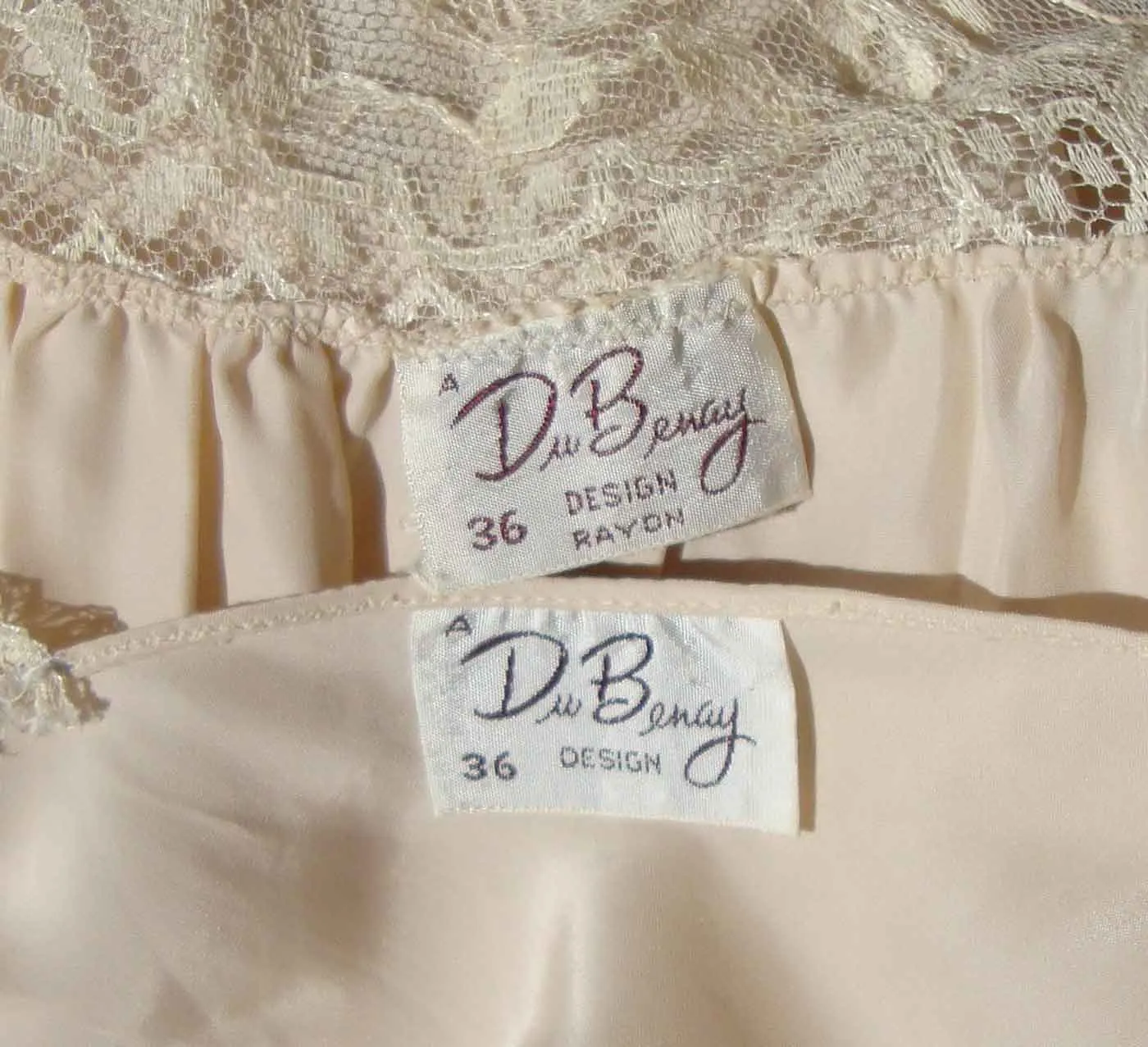 Vintage 40s Peignoir Du Benay Rayon Nightgown & Robe Lingerie Sz 36