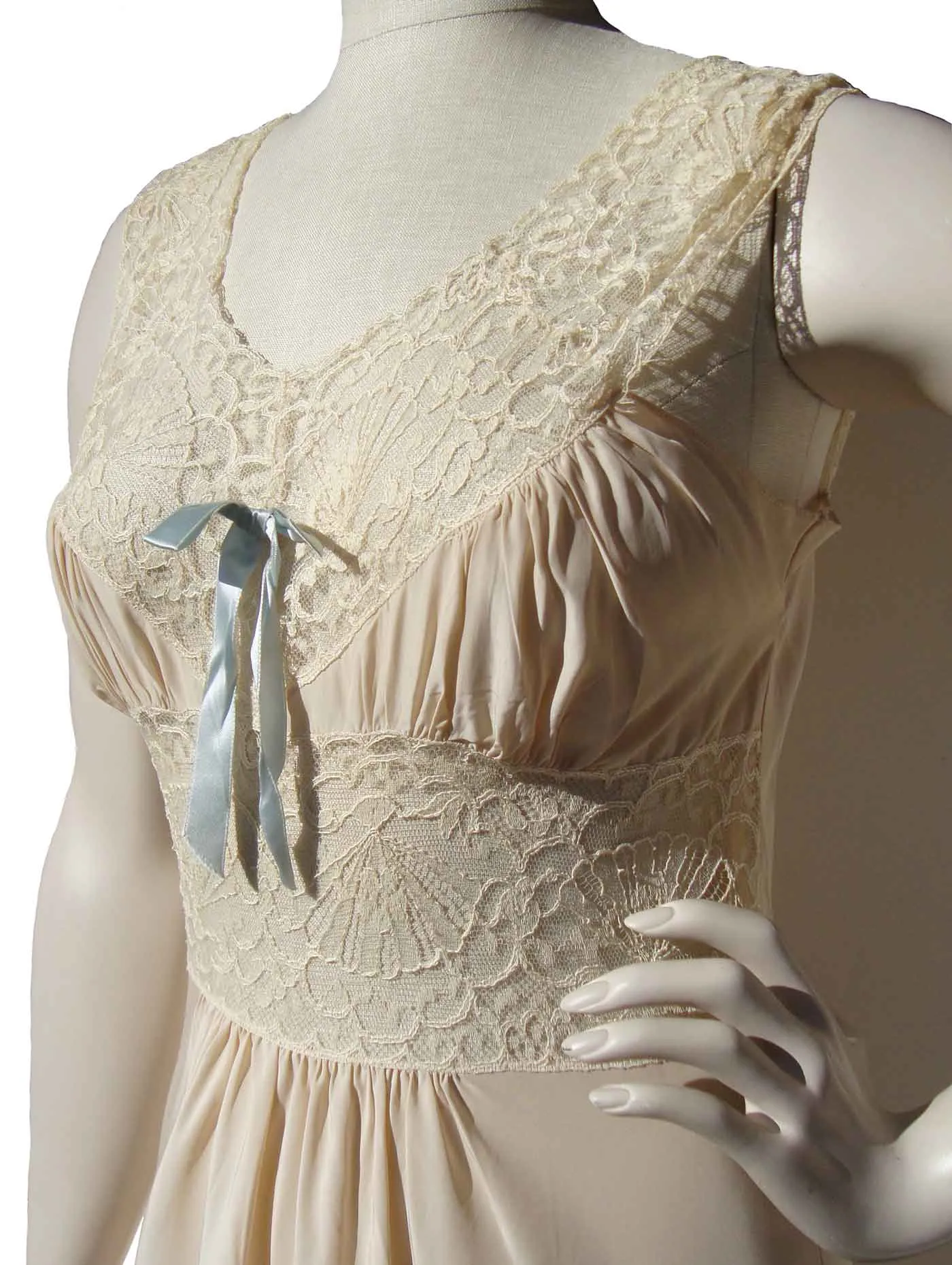 Vintage 40s Peignoir Du Benay Rayon Nightgown & Robe Lingerie Sz 36