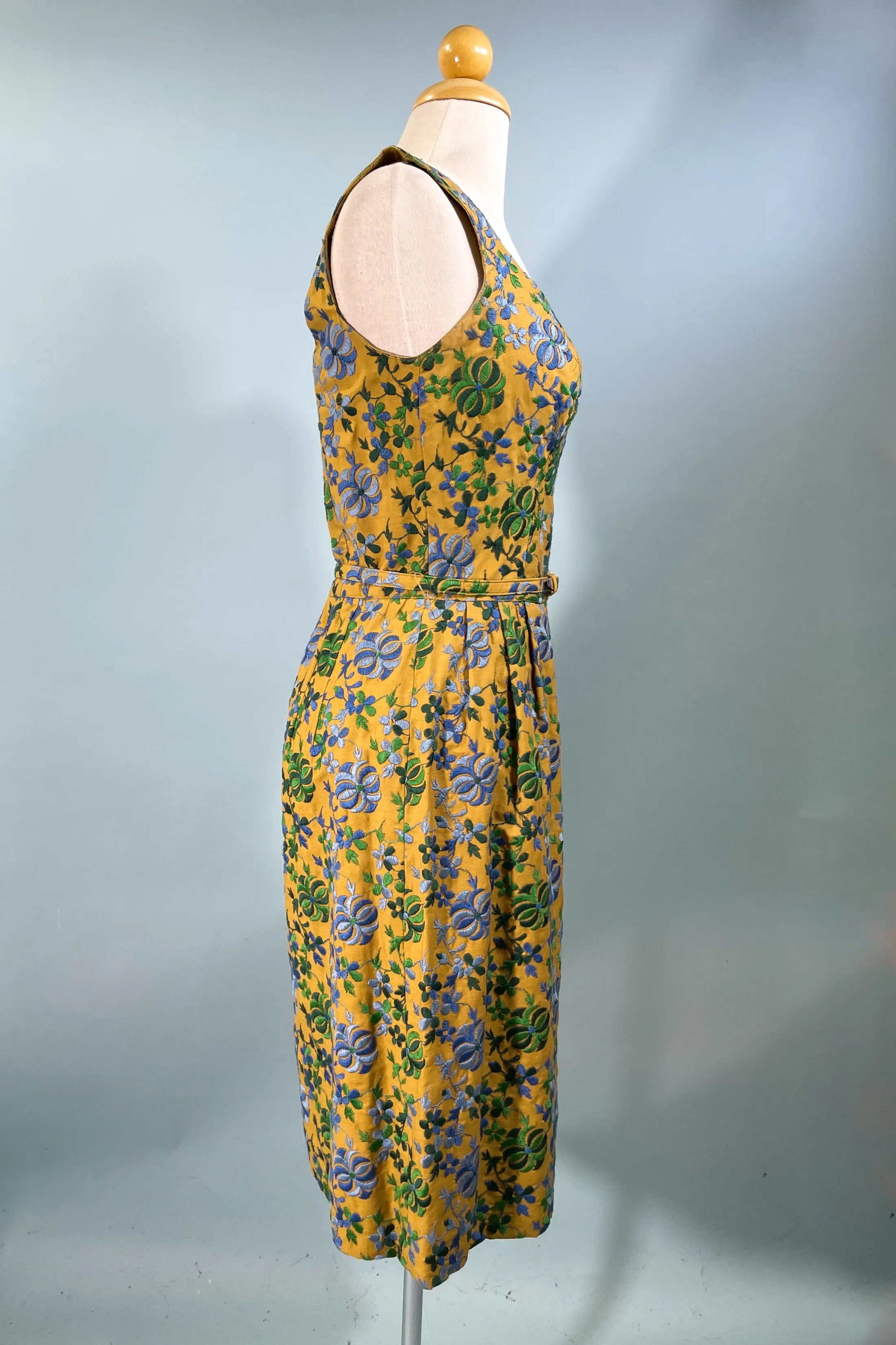 Vintage 60s Embroidered Fitted Dress, Carolyn Schnurer S