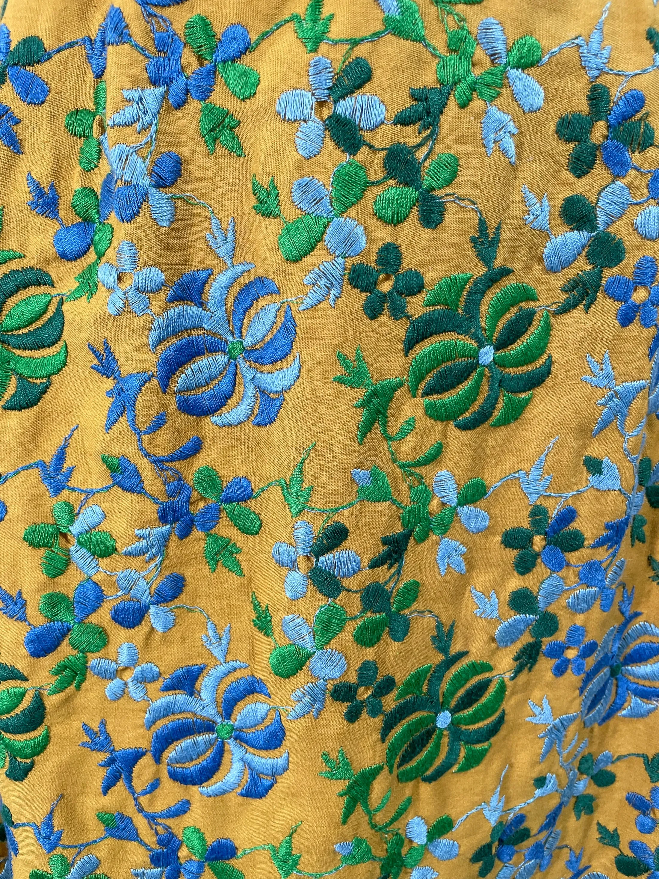 Vintage 60s Embroidered Fitted Dress, Carolyn Schnurer S