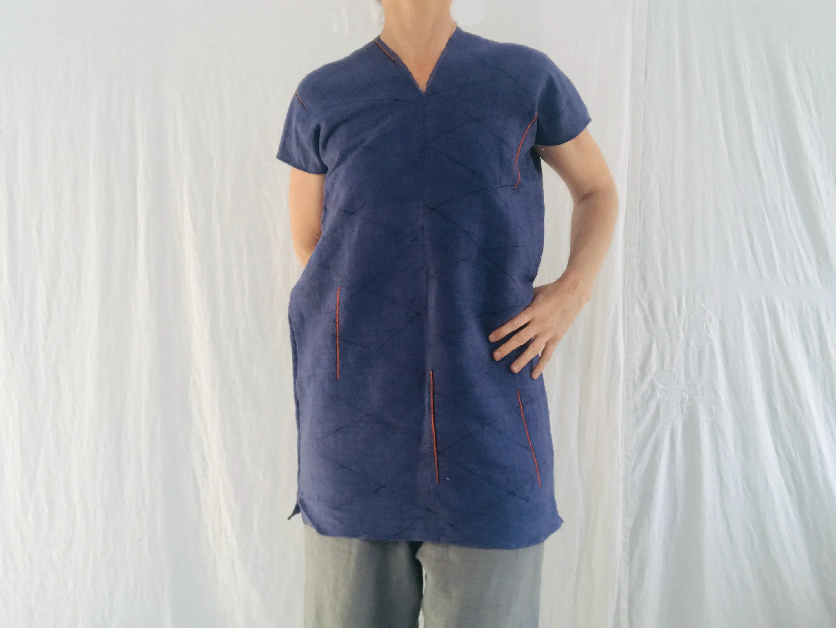 Vintage Hmong Hemp Linen Indigo Blouse