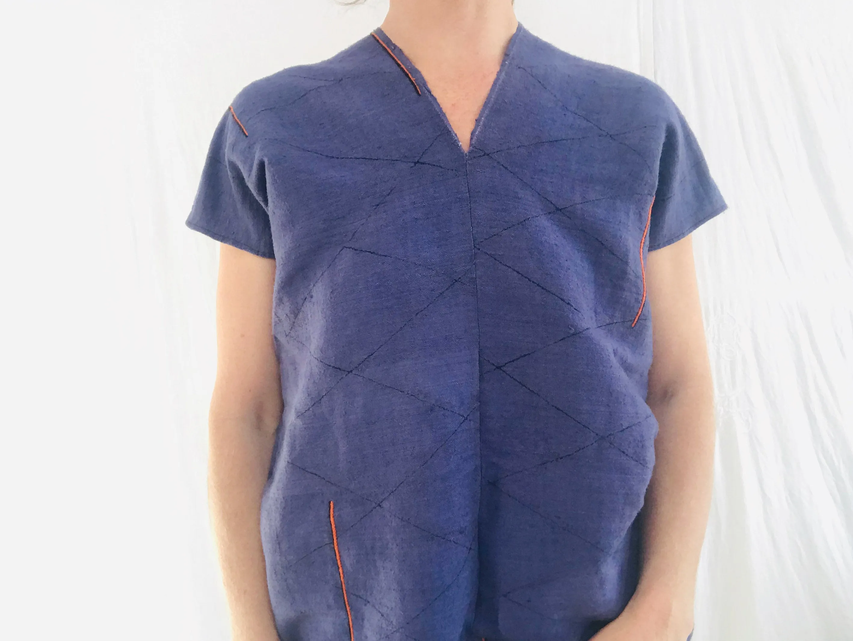 Vintage Hmong Hemp Linen Indigo Blouse