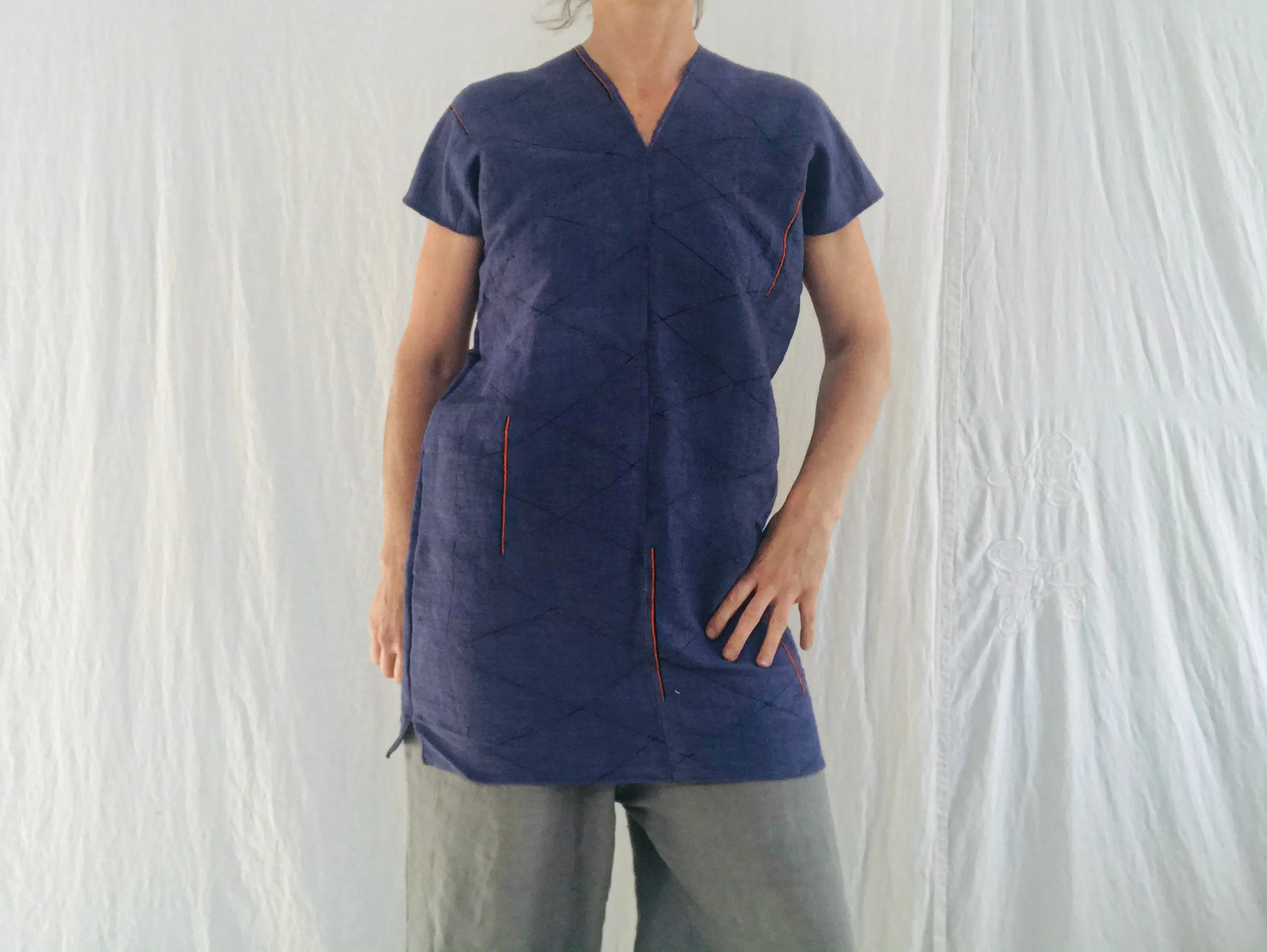 Vintage Hmong Hemp Linen Indigo Blouse
