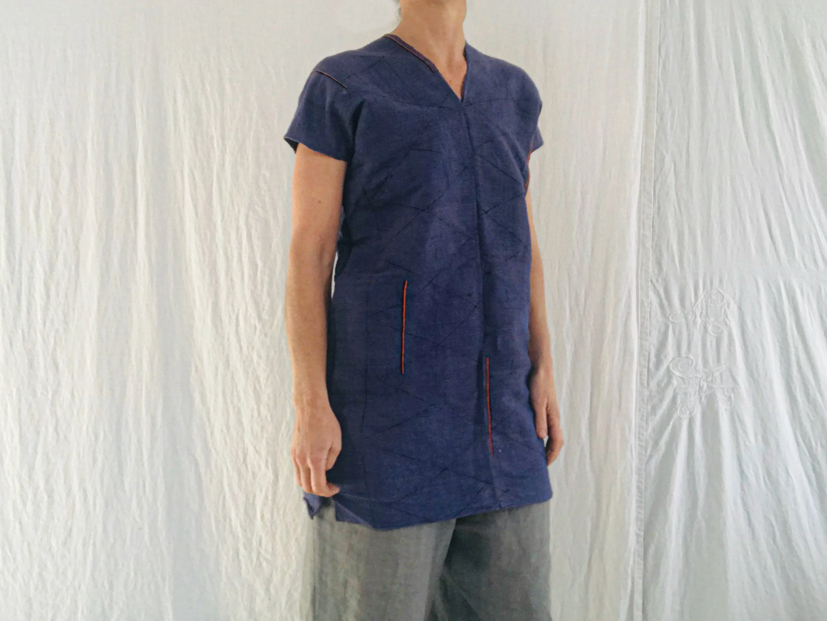 Vintage Hmong Hemp Linen Indigo Blouse