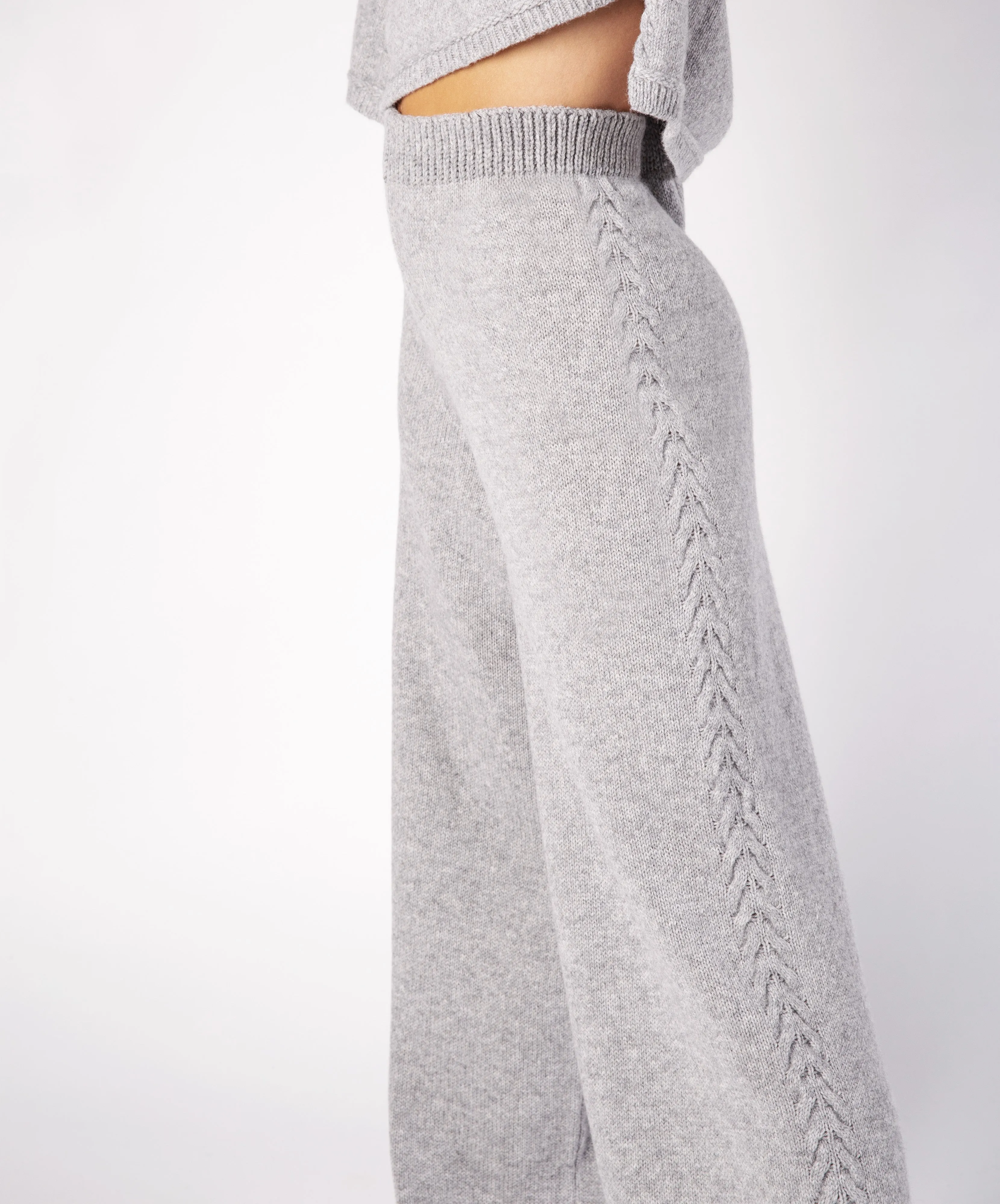 Wide Leg Jersey Trousers Soft Grey