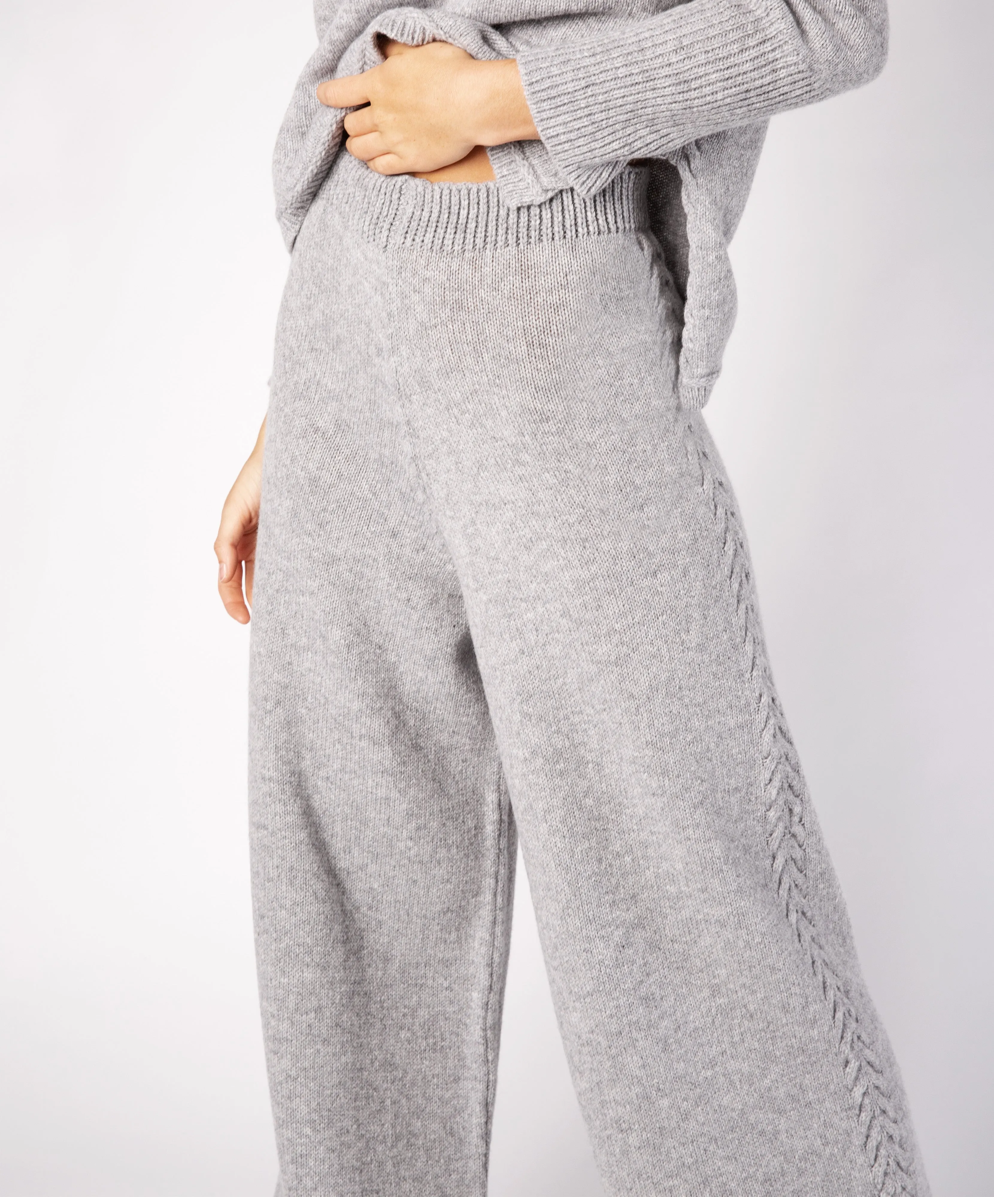 Wide Leg Jersey Trousers Soft Grey