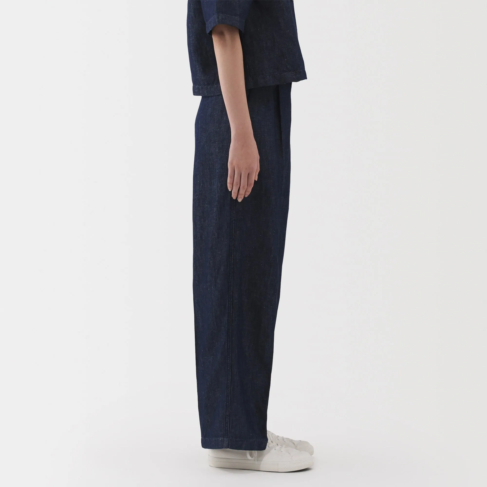 Women's Hemp Blend Denim Darted Wide Pants