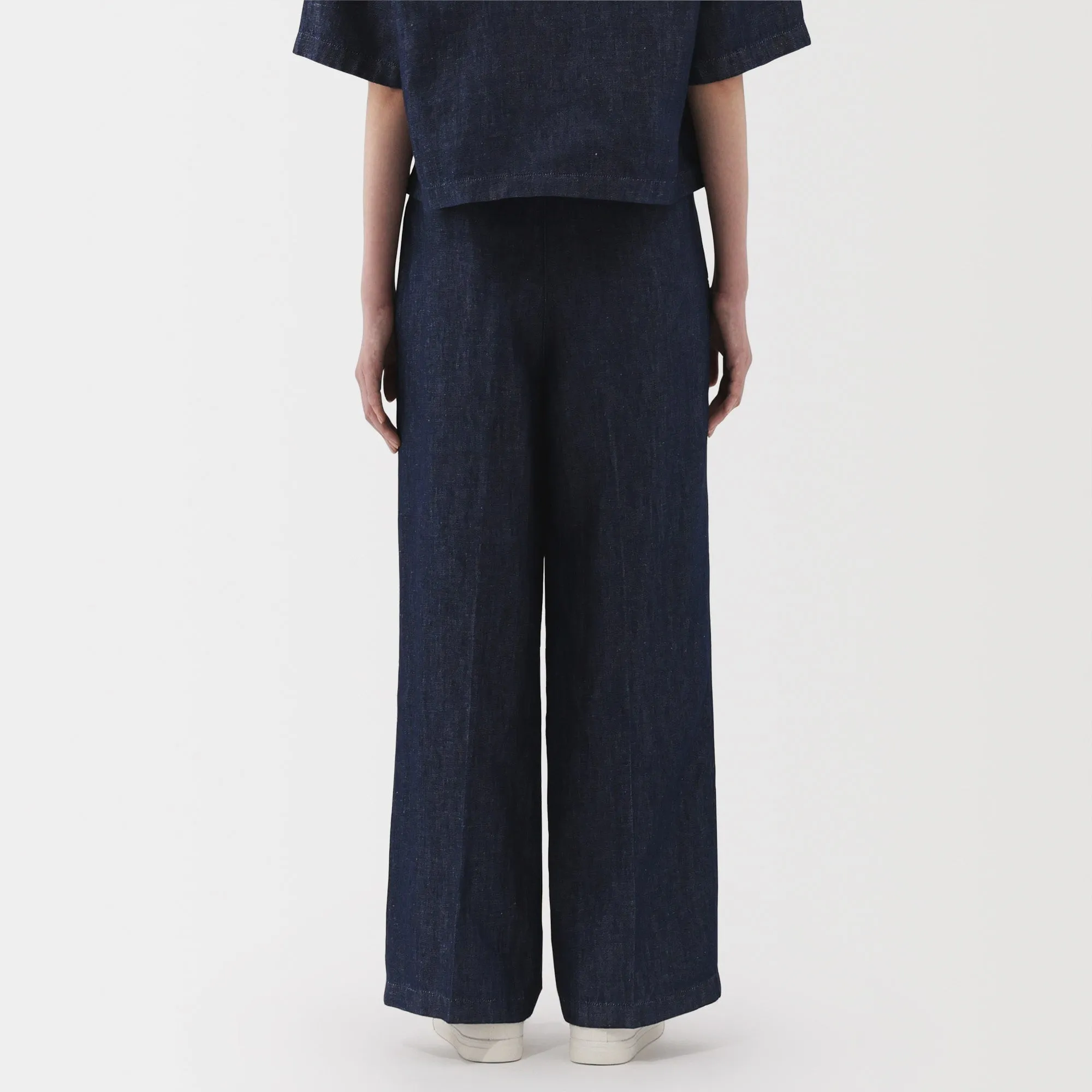Women's Hemp Blend Denim Darted Wide Pants