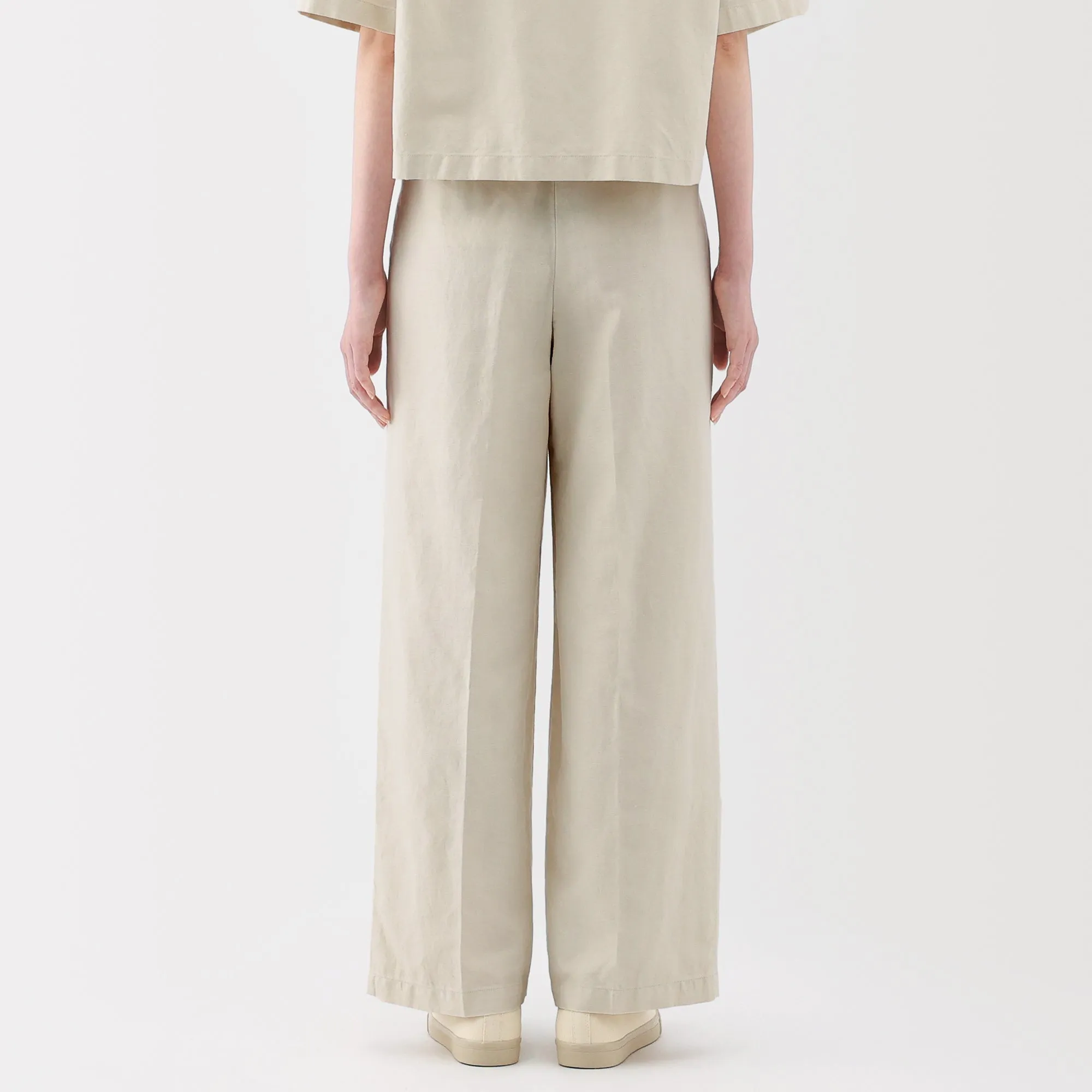 Women's Hemp Blend Twill Darted Wide Pants