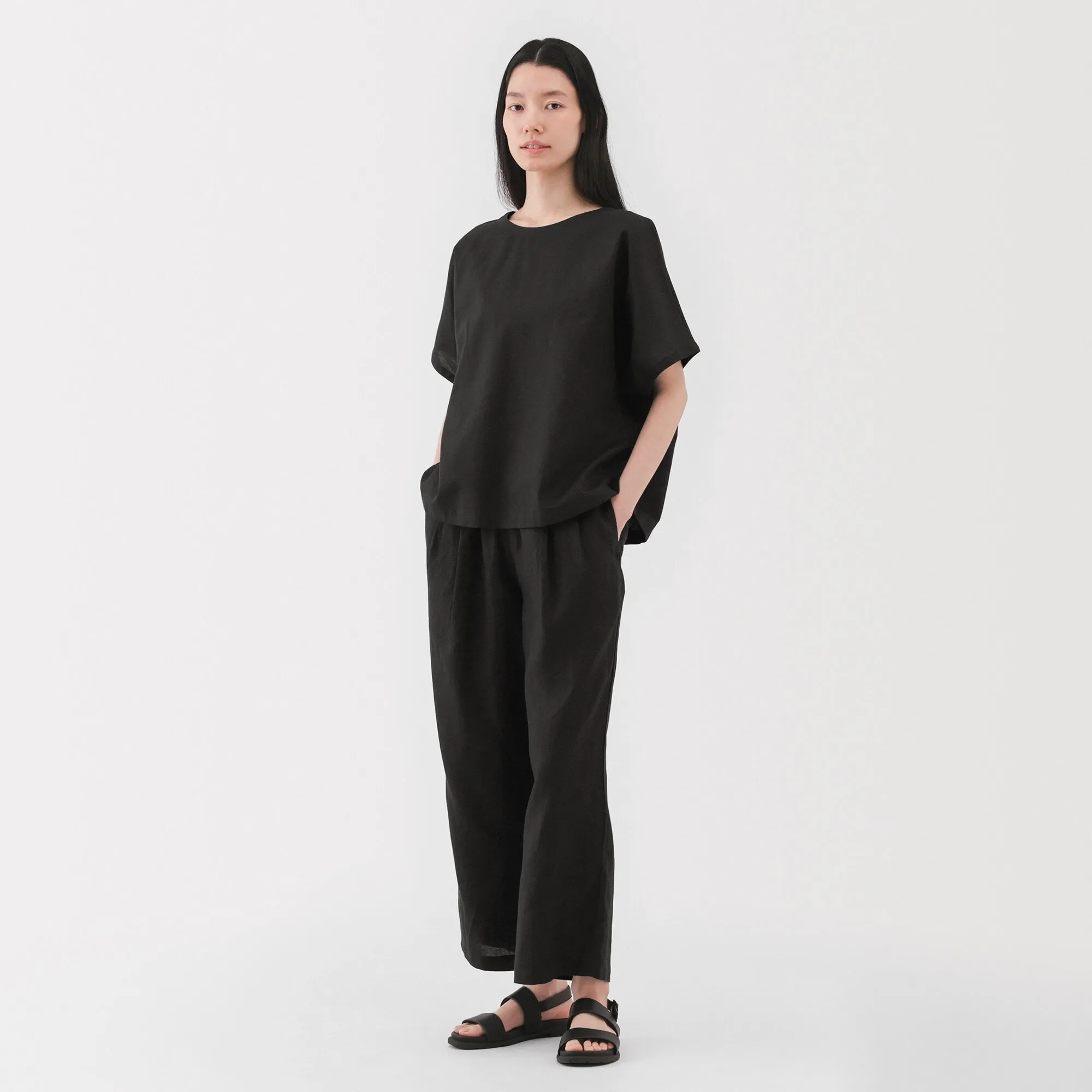Women's Washed Linen Easy Wide Pants